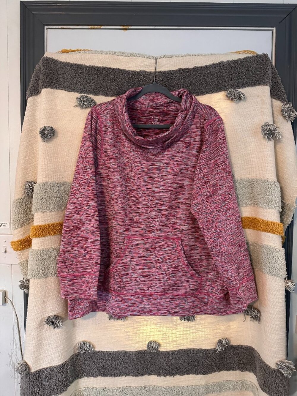 Talbots Woman Marled Pink Space Dye Cowl Neck Pullover Top - Plus Size 2X